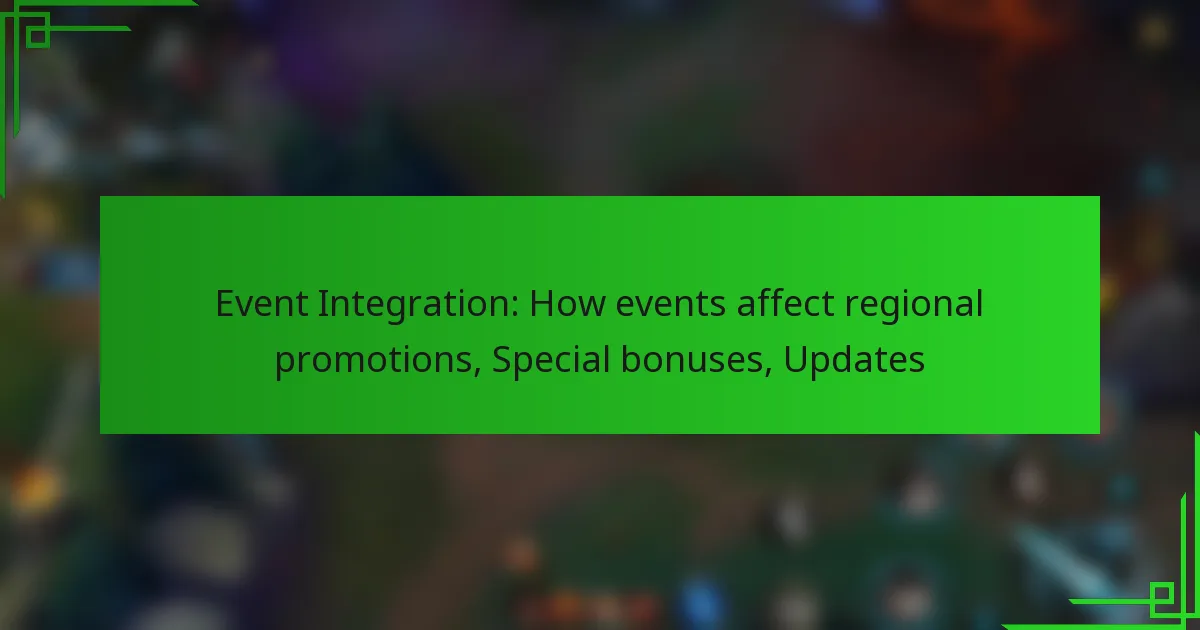 Event Integration: How events affect regional promotions, Special bonuses, Updates
