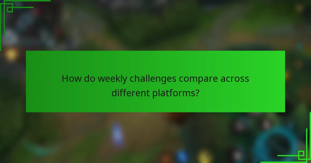 How do weekly challenges compare across different platforms?